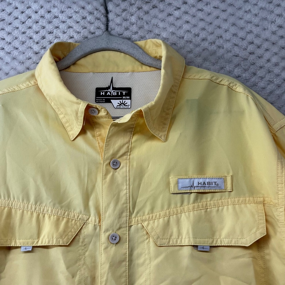 Habit Fishing Shirt Vented Long Sleeve Button Up Shirt Yellow‎ Medium